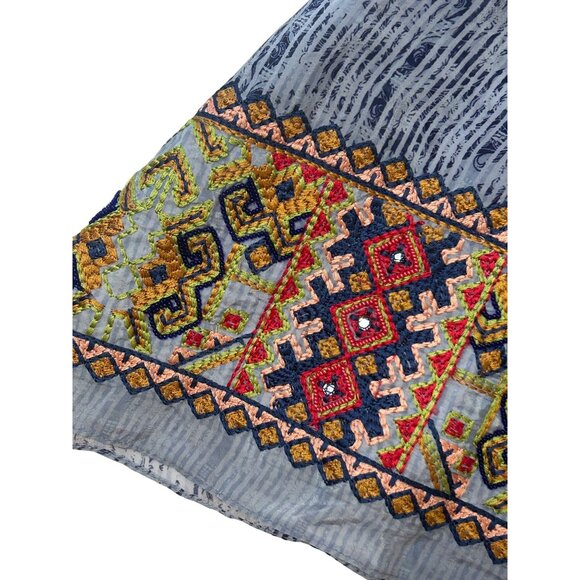 Bhanuni By Jyoti Sleeveless Blue Patterned Top Colorful Embroidery SP 1736 - Picture 5 of 6